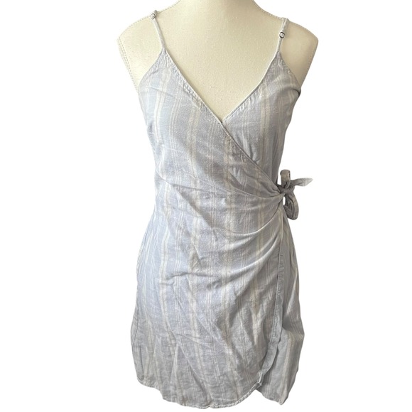Abercrombie & Fitch Striped Wrap Dress Mini Casual Coastal Sundress Women's ST - Picture 1 of 6